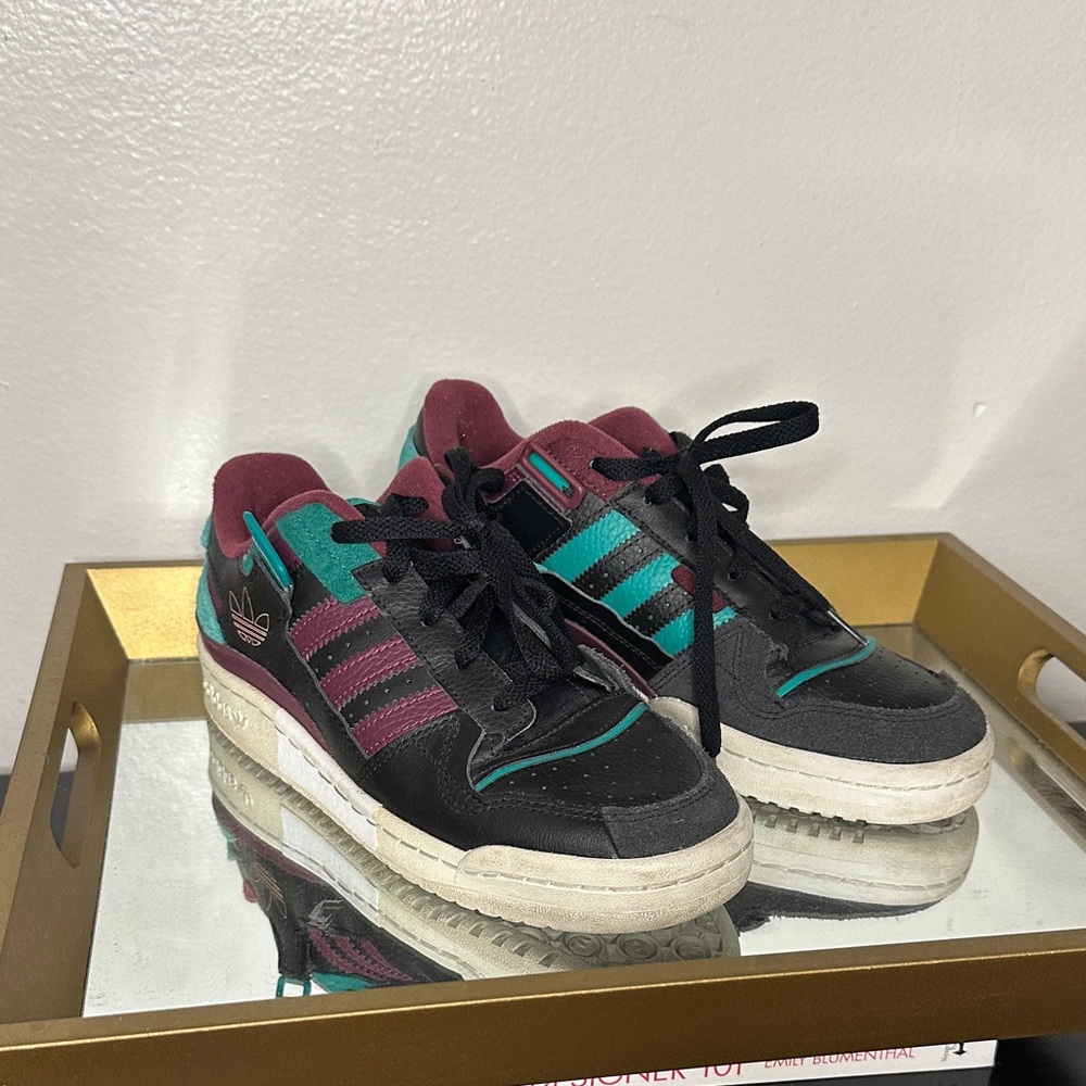 adidas Originals Black and Teal Forum Sneakers